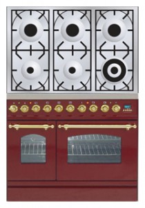 特点, 照片 厨房炉灶 ILVE PDN-906-VG Red